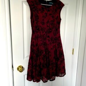 Elegant Black and Red Floral Dress
